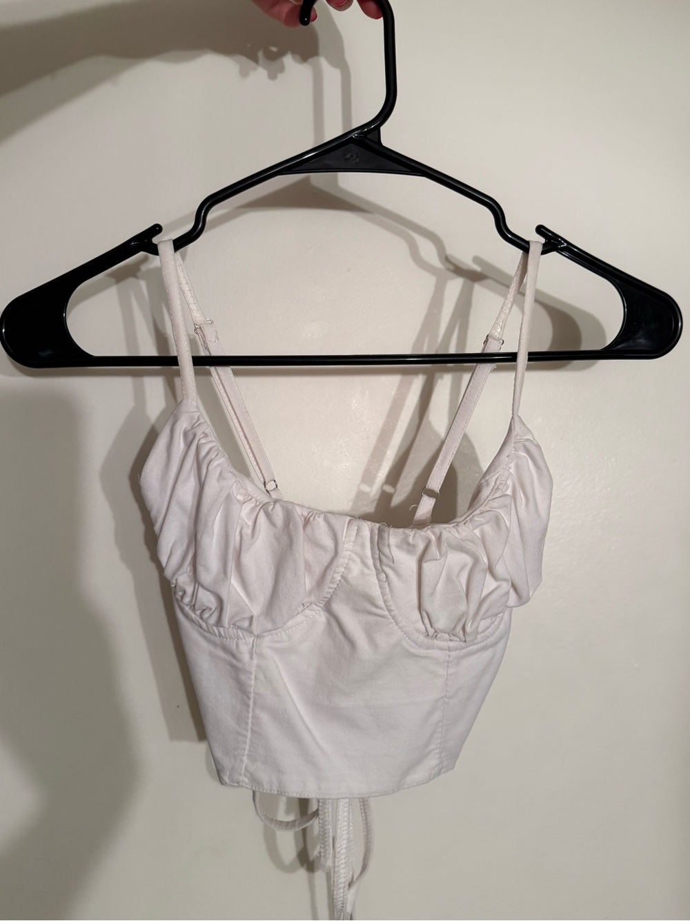 Women's White Ruched Bustier Crop Top